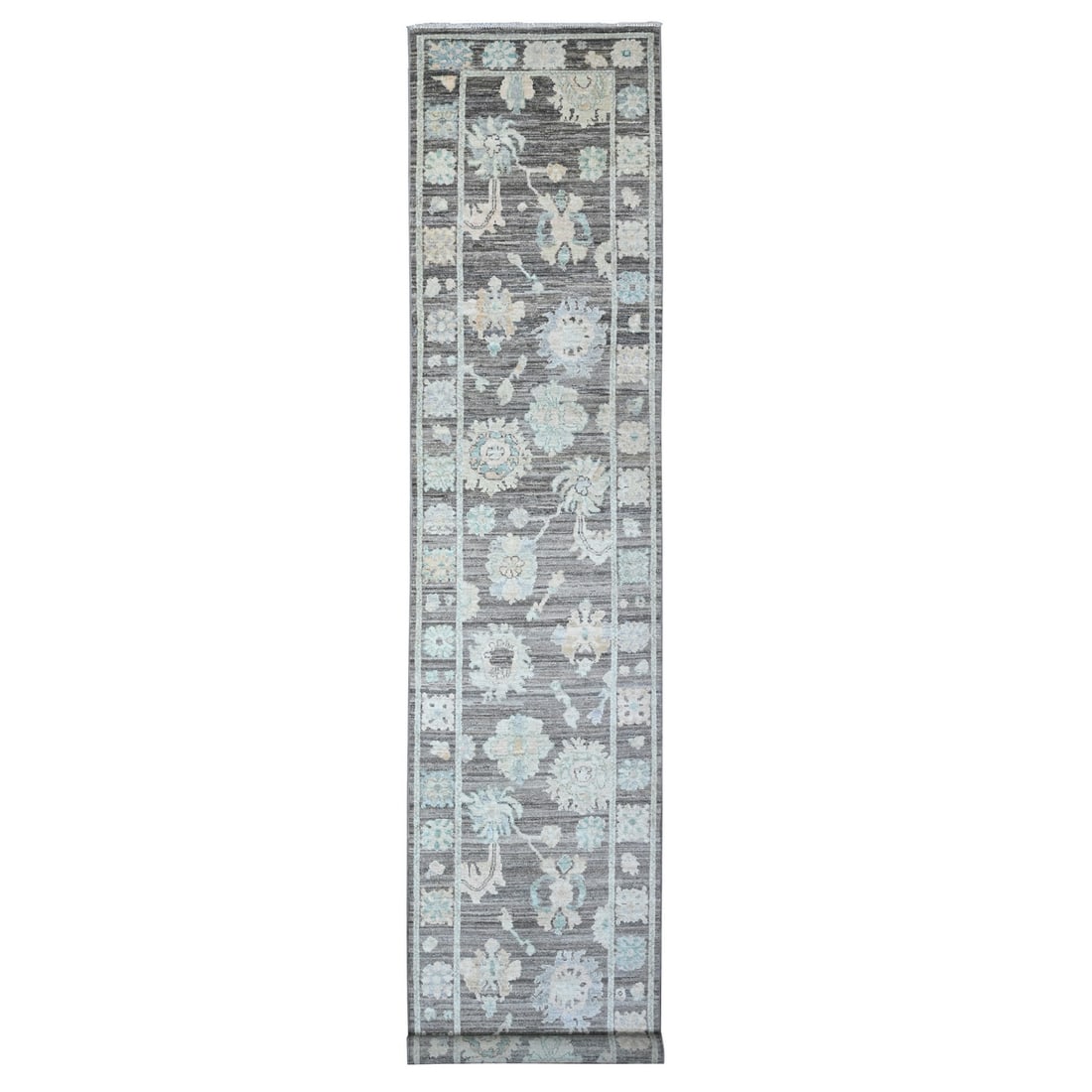 3'x15'7" Chameleon Gray Angora Oushak Oversized Runner Oriental Rug (1 of 6)