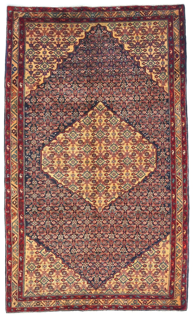 Purple-Navy Vintage Wool Hand-Knotted Rug Tribal Floral Oriental Carpet 5X9 (1 of 12)