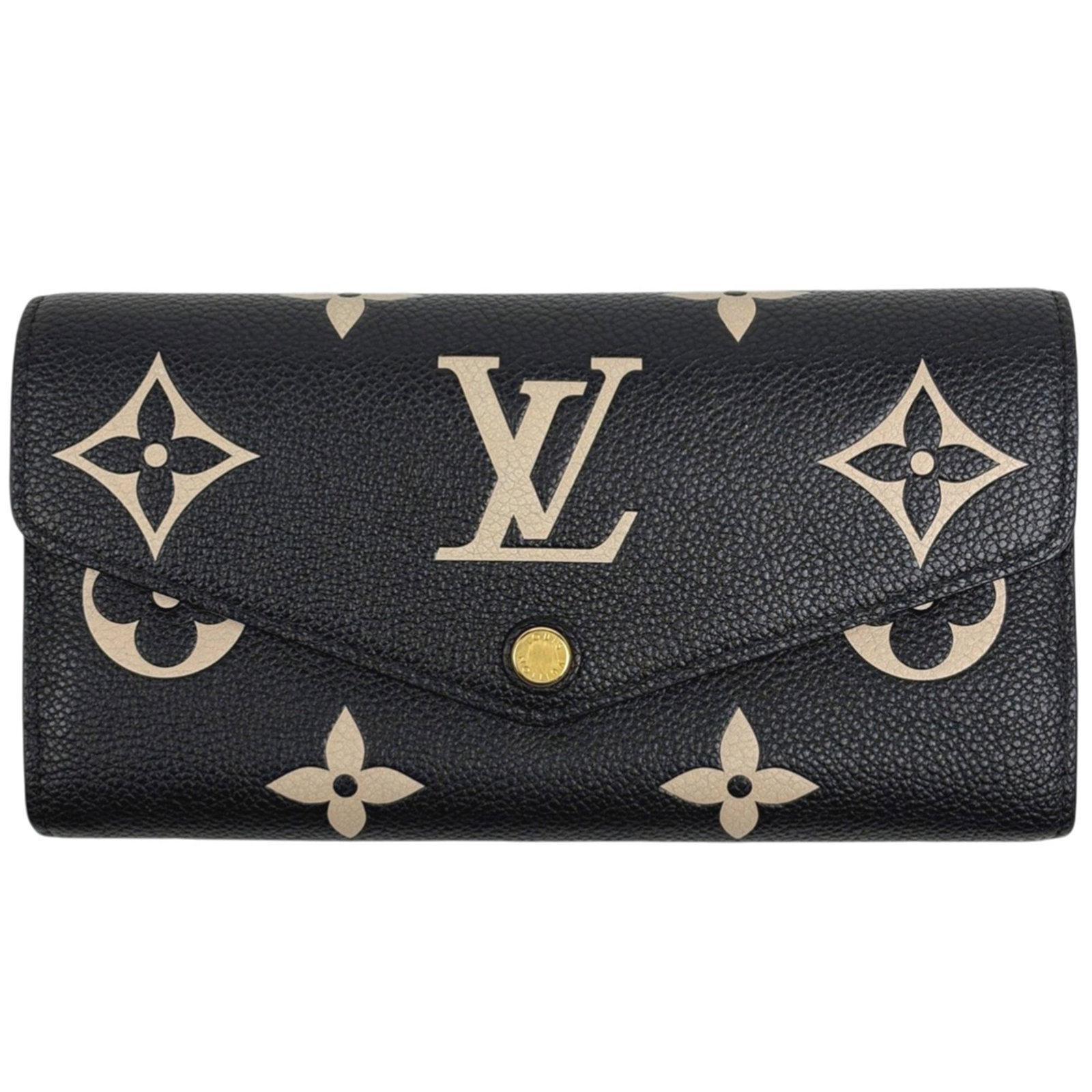 Louis Vuitton Long Wallet (Bi-Fold) Monogram Empreinte: Louis Vuitton Long Wallet (Bi-Fold) Monogram Empreinte A timeless piece from the iconic Louis Vuitton brand, this bi-fold wallet boasts the signature Monogram Empreinte pattern in elegant beige and