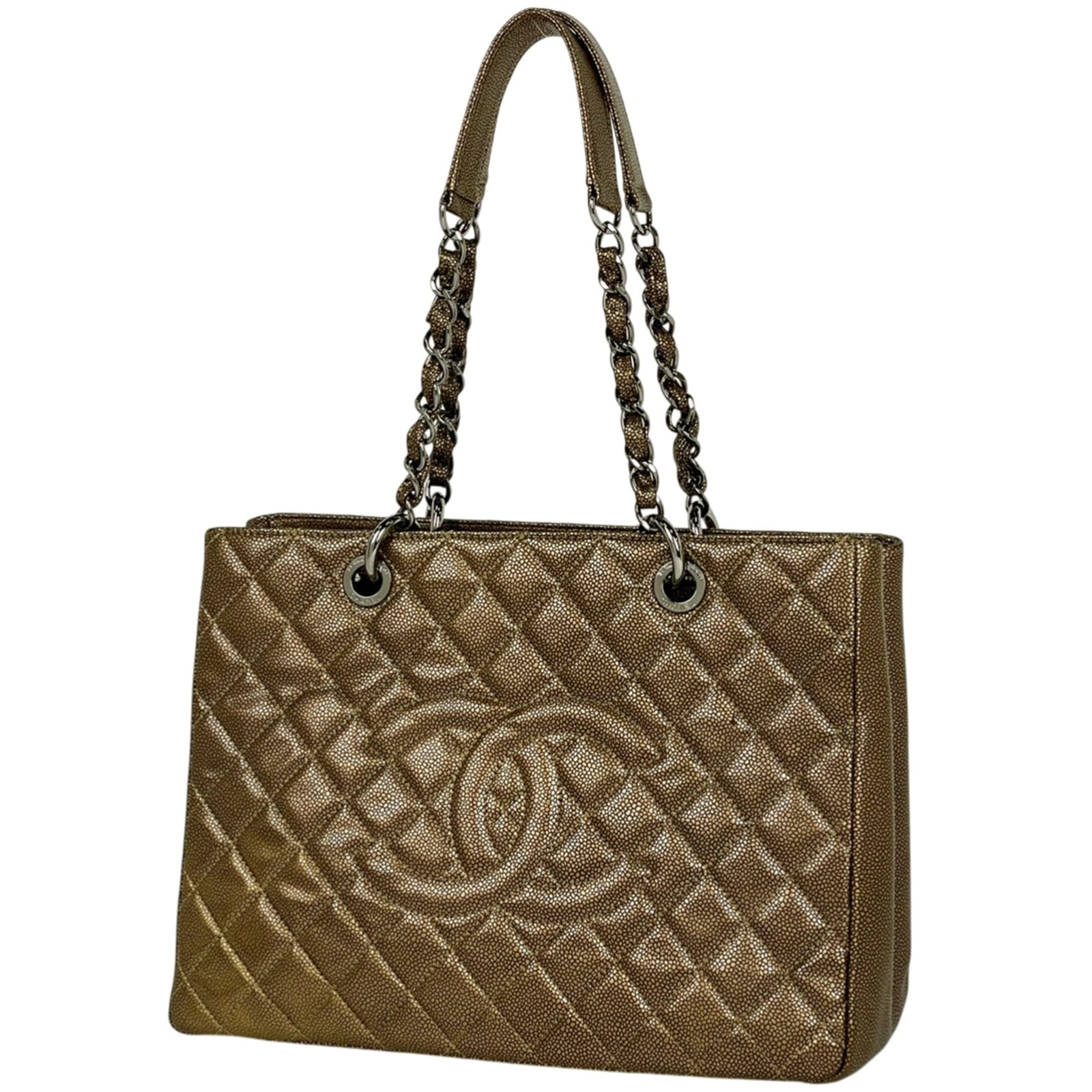 Chanel Shoulder Bag, Tote Bag Grained Calfskin: Chanel Shoulder Bag, Tote Bag Grained Calfskin A timeless piece from the iconic Chanel brand, this Bronze Grained Calfskin shoulder bag boasts classic design and premium quality. With its spacious