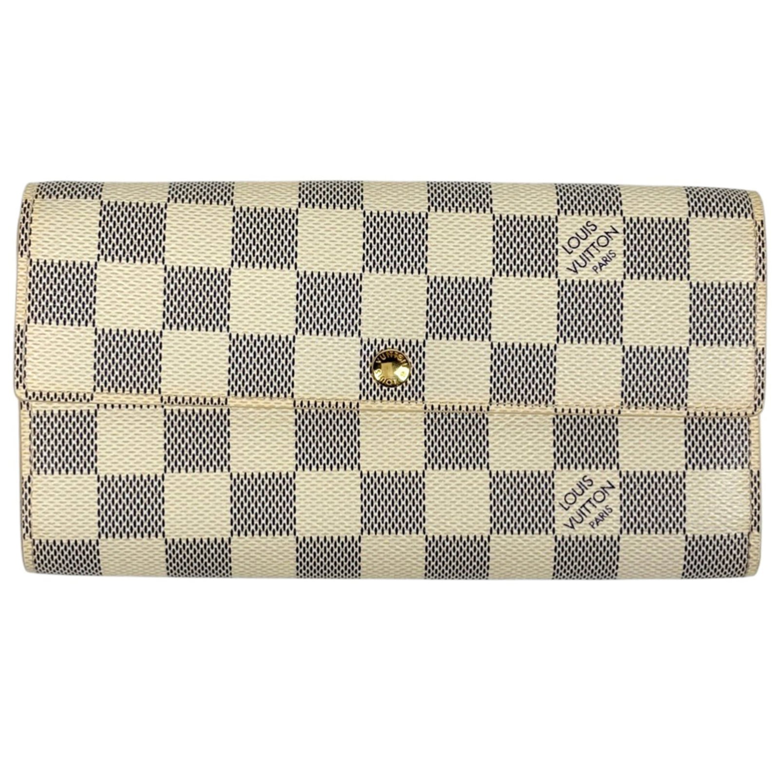 Louis Vuitton Portefeuille Sarah Long Wallet, Damier Azur, White, N61735, Women's: Louis Vuitton Portefeuille Sarah Long Wallet, Damier Azur, White, N61735, Women's A stunning Louis Vuitton Portefeuille Sarah Long wallet in pristine white Damier Azur, this iconic handbag is perfect