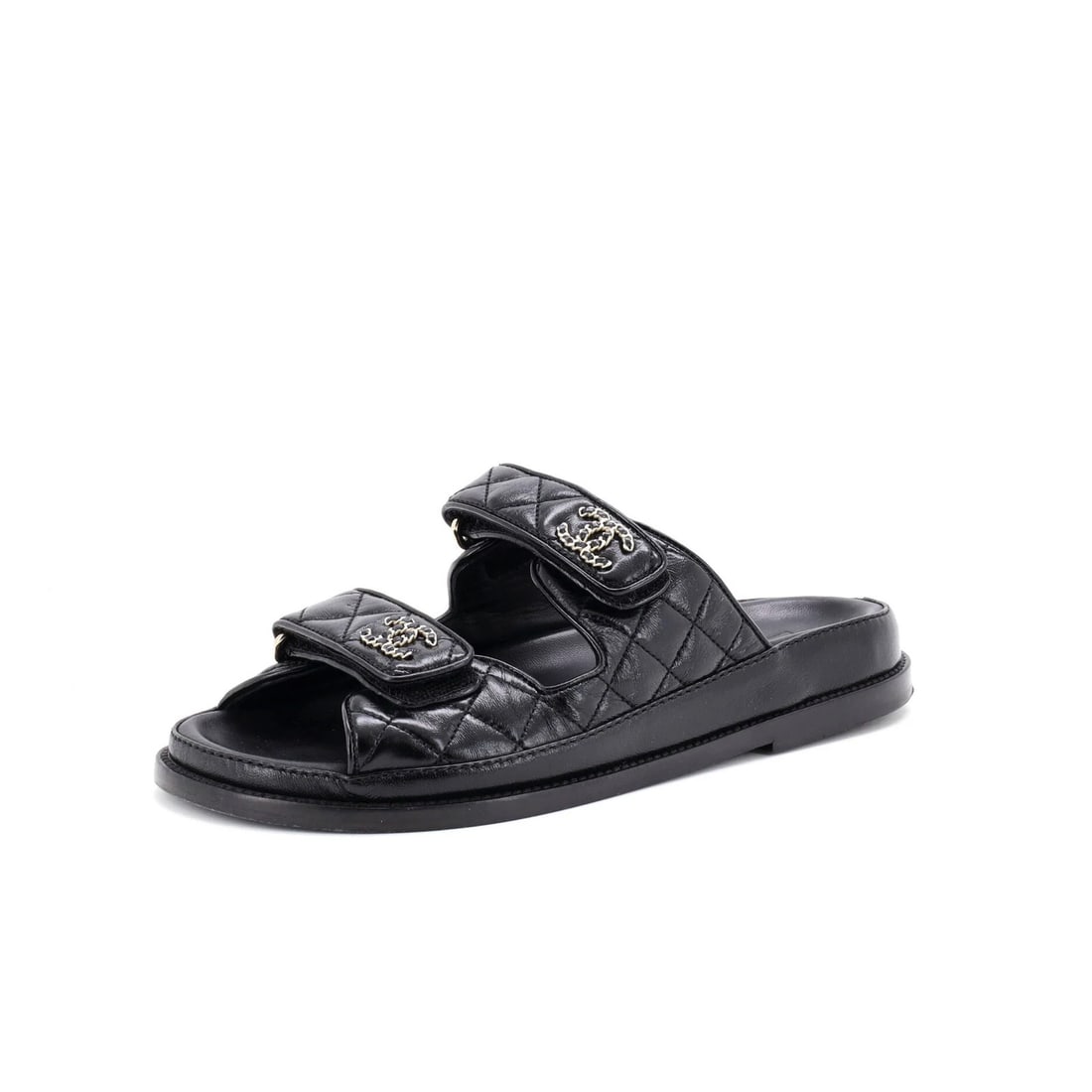 Chanel Women's Open Back Dad Sandals Quilted Leather (1 of 6)