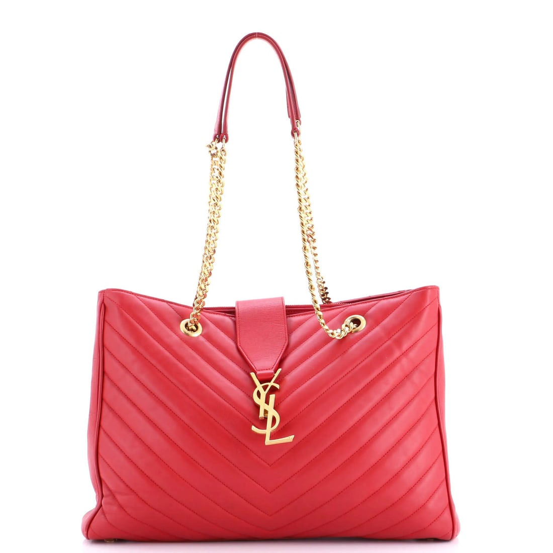 Large classic leather matelasse chevron shopper from saint laurent. (1 of 6)