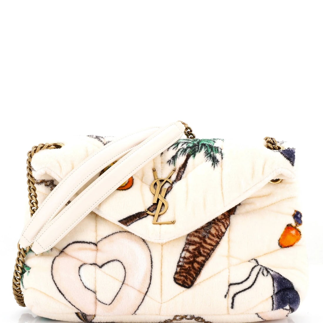 Terry cloth quilted small Saint Laurent puffer bag Loulou shoulder printed (1 of 7)