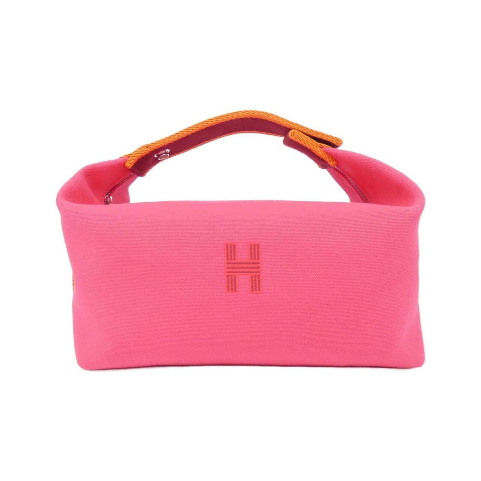 Hermes Handbag Canvas Pouch: Hermes Handbag Canvas Pouch A rare and stylish find, this Herm?s canvas pouch boasts the iconic brand's signature craftsmanship in a vibrant pink hue. Made from high-quality canvas, it measures 12cm