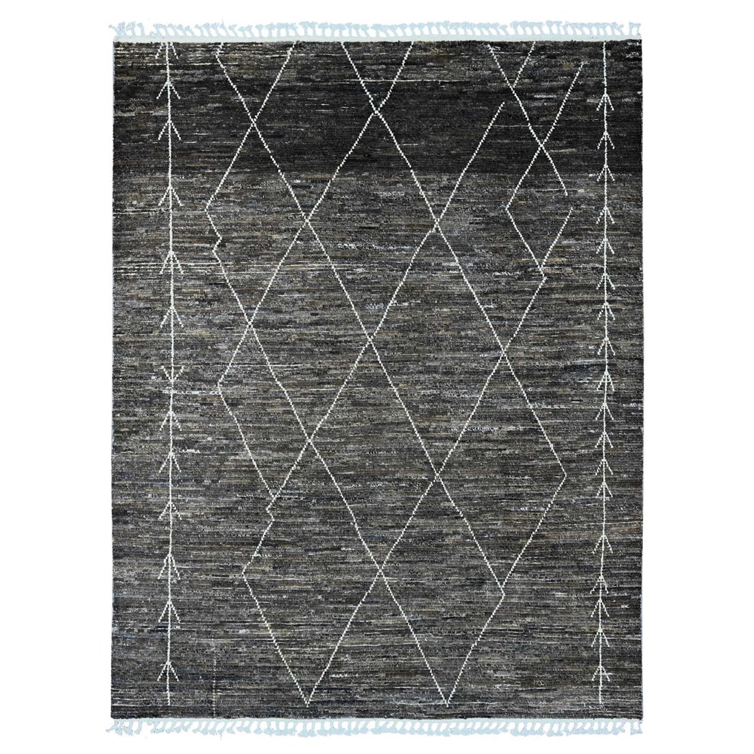 Soft wool hand knotted geometric design brown Moroccan weave rug: Soft wool hand knotted geometric design brown Moroccan weave rug Experience the rich heritage of Afghan craftsmanship in this stunning, hand-knotted Moroccan-style wool rug. With its intricate