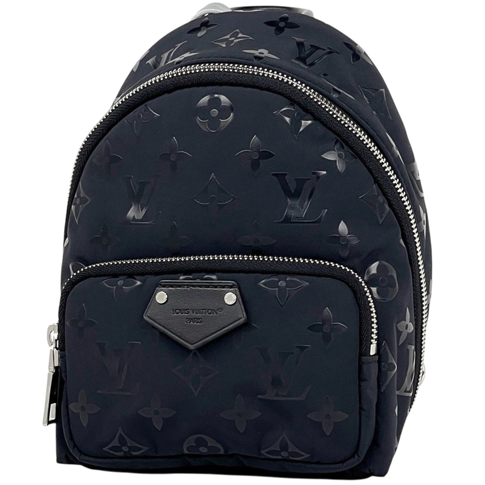 Leather Louis Vuitton Backpack: Leather Louis Vuitton Backpack A stylish and timeless piece, this pre-owned Louis Vuitton backpack boasts the iconic monogram pattern in a sleek blue and gray color combination. Made from high-quality
