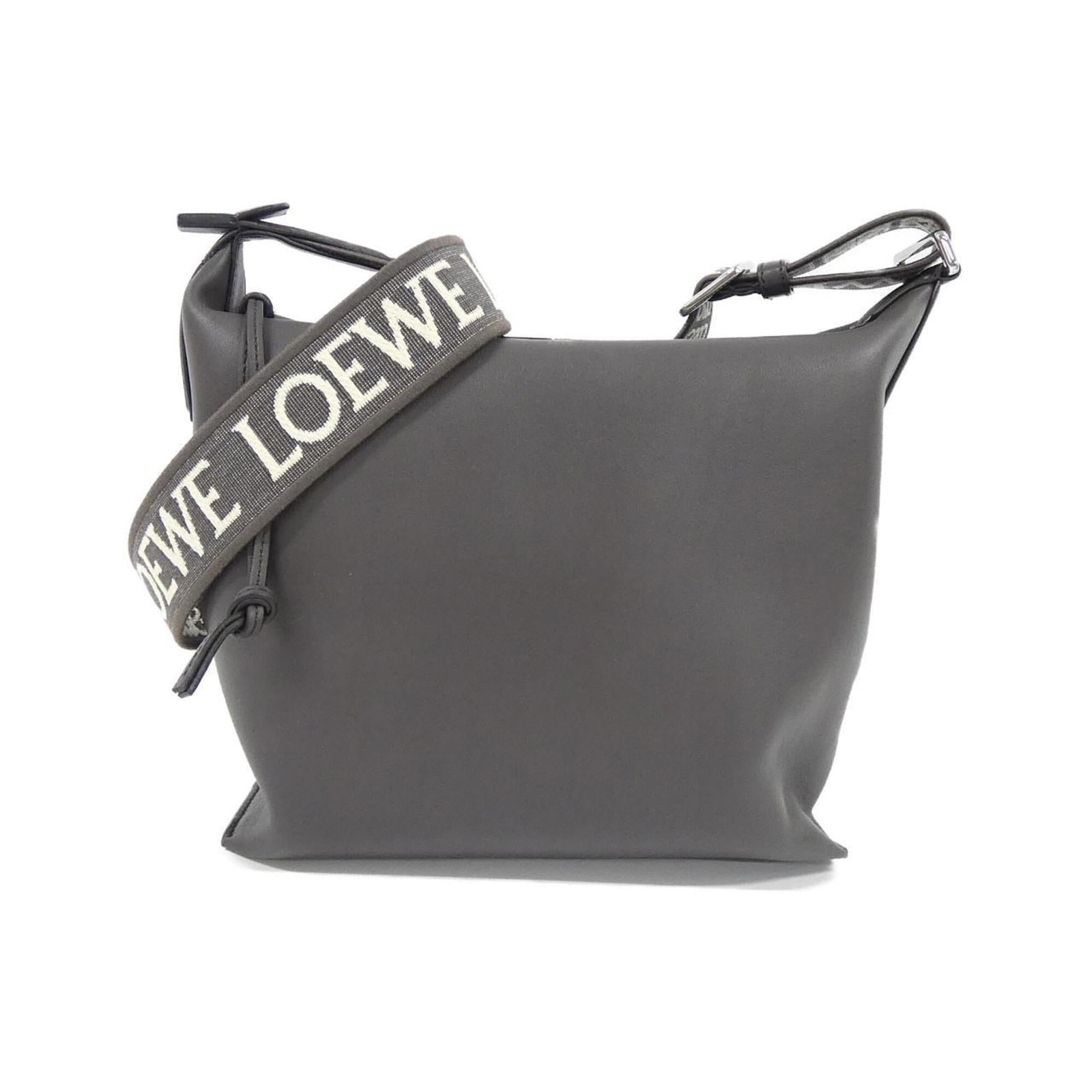Loewe is a leather shoulder bag.: Loewe is a leather shoulder bag. A timeless piece for the modern man, this Loewe leather shoulder bag boasts rich, dark gray calfskin and clean lines that exude sophistication. With its classic