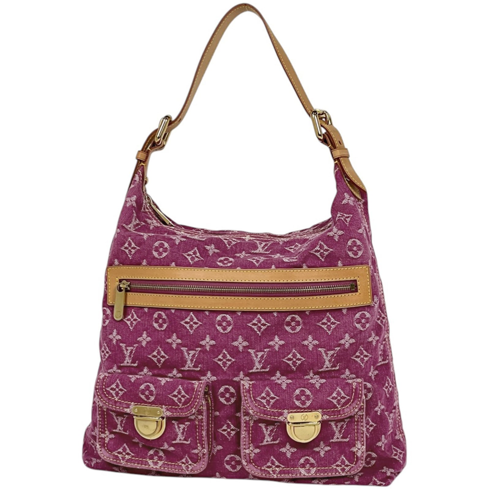 Louis Vuitton denim shoulder bag monogram: Louis Vuitton denim shoulder bag monogram A vibrant fuchsia pink monogram denim shoulder bag, perfect for adding a pop of color to your daily routine, is up for grabs. This iconic Louis Vuitton design