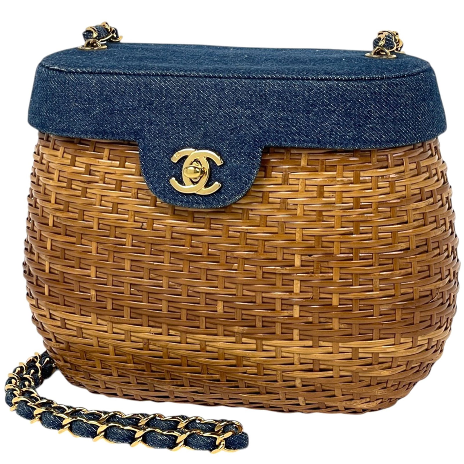 Chanel Shoulder Bag Denim, Wisteria Vine: Chanel Shoulder Bag Denim, Wisteria Vine A stunning Chanel shoulder bag in a unique blend of denim and wisteria vine, adding a touch of bohemian chic to any outfit. With its spacious interior and clas
