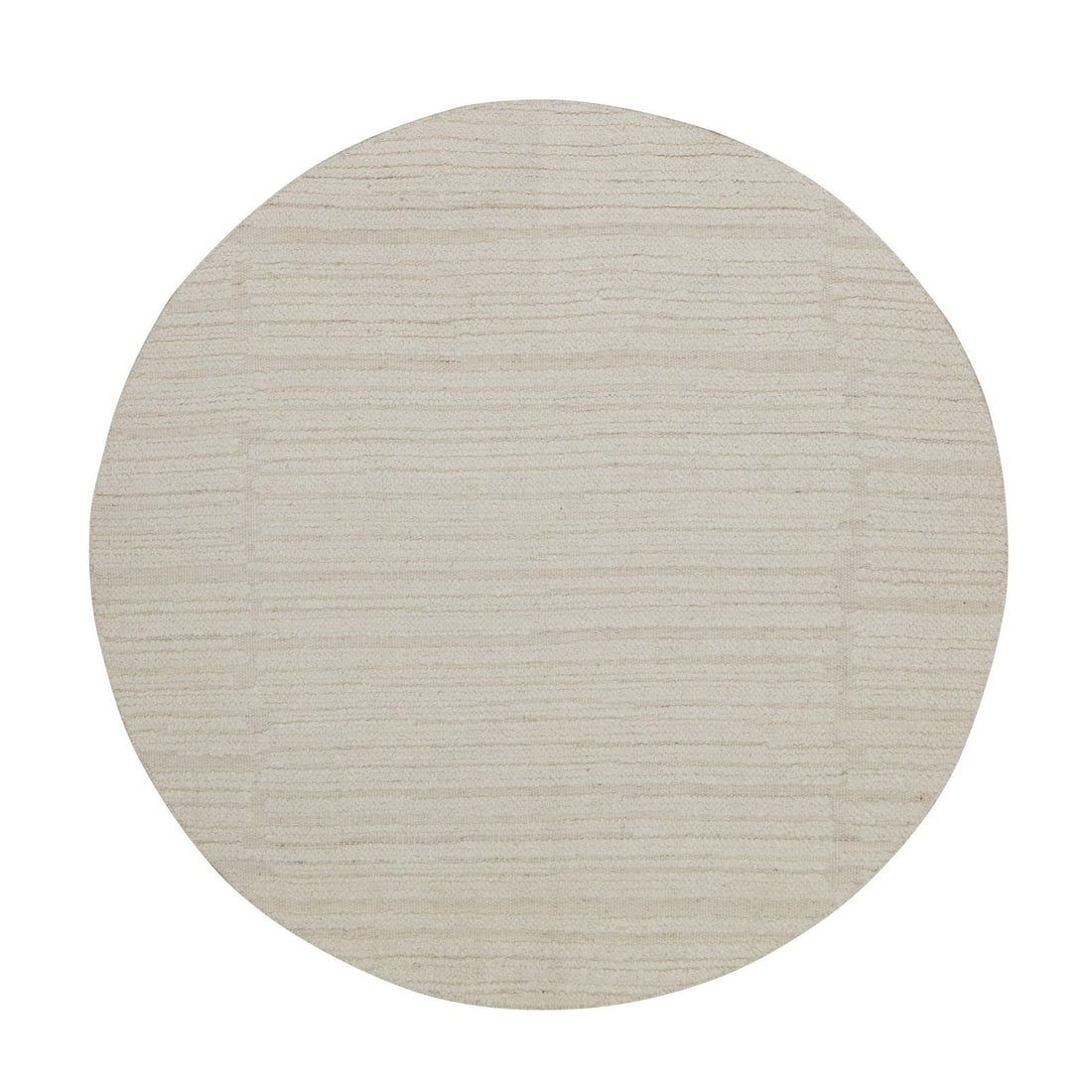 5'x5' Ivory Hand Knotted Modern Piled Flat Weave Textured Natural Wool Round (1 of 8)