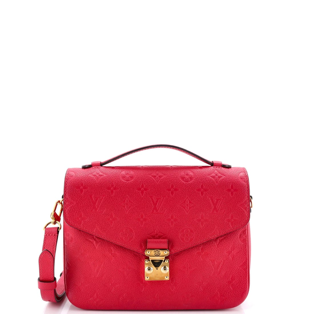 Louis Vuitton Pochette Empreinte Leather Monogram: Louis Vuitton Pochette Empreinte Leather Monogram A stunning Louis Vuitton Pochette Empreinte in soft pink leather, adorned with the iconic Monogram Empreinte pattern, adds a touch of elegance to any