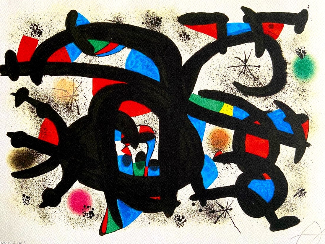 Sonia Delaunay Lithograph Joan Mir Op Numbered: Sonia Delaunay Lithograph Joan Mir Op Numbered A rare and vibrant print by Joan Mir, one of the most celebrated artists of the 20th century, is up for auction. This stunning lithograph, titled