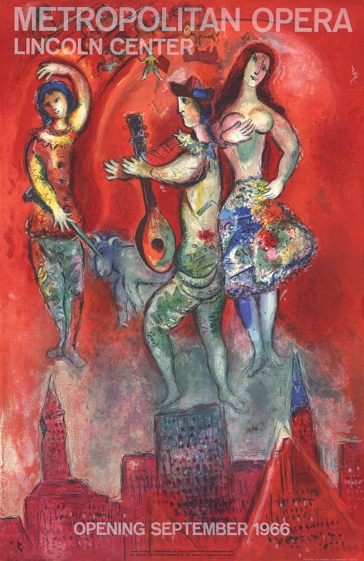MARC CHAGALL Carmen 40" x 26" Lithograph 1966 Modernism Red Multicolor White (1 of 11)