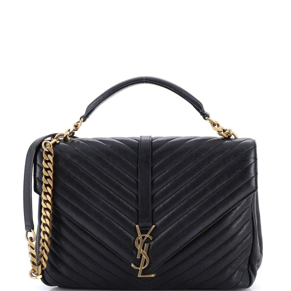 Large classic college bag with chevron leather matelasse monogram from Saint Laurent. (1 of 7)