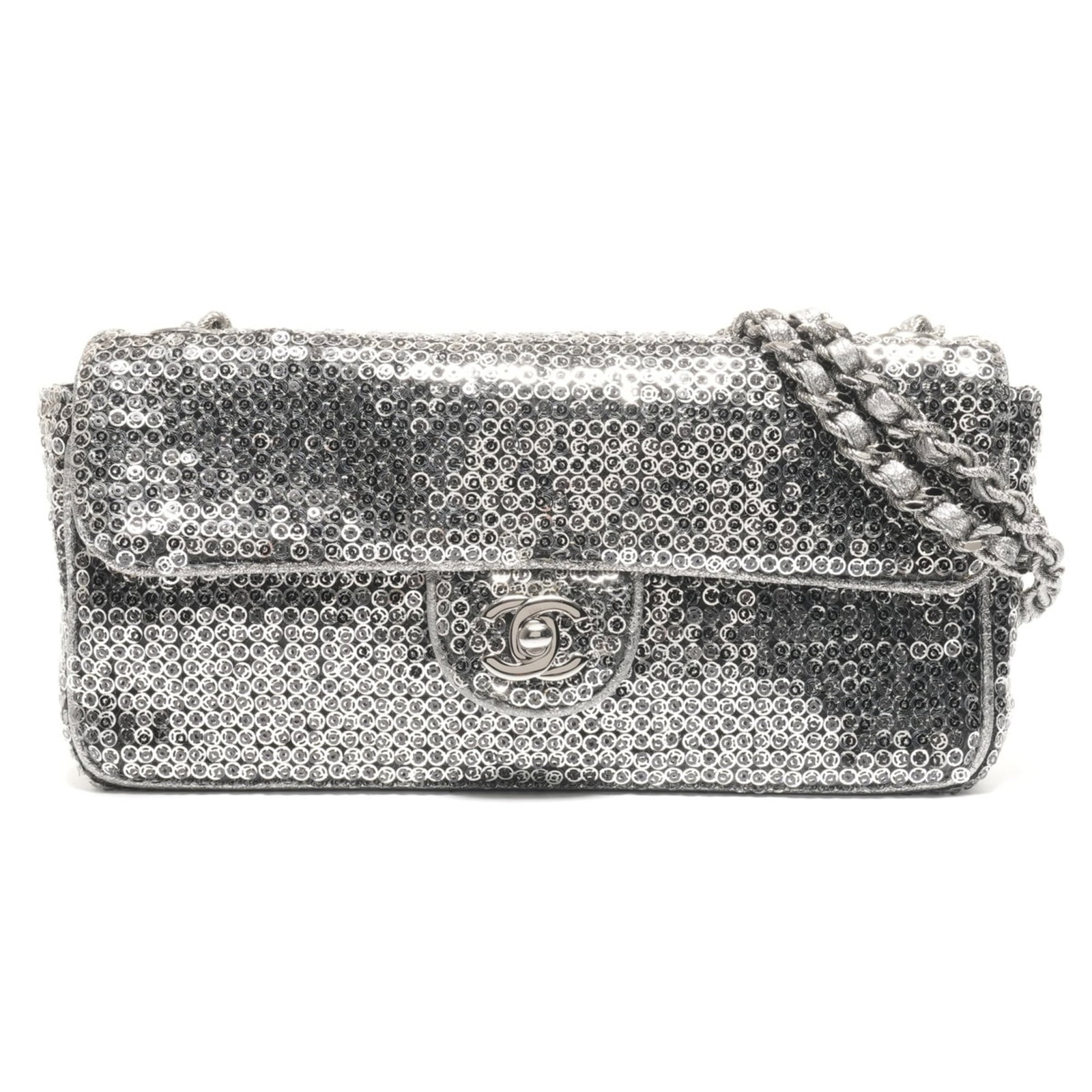 Chanel Satin Spangles Bag: Chanel Satin Spangles Bag Elevate your style with the iconic Chanel Satin Spangles Bag, boasting sleek satin fabric and intricate silver spangles that add a touch of luxury to any outfit. Its spacious
