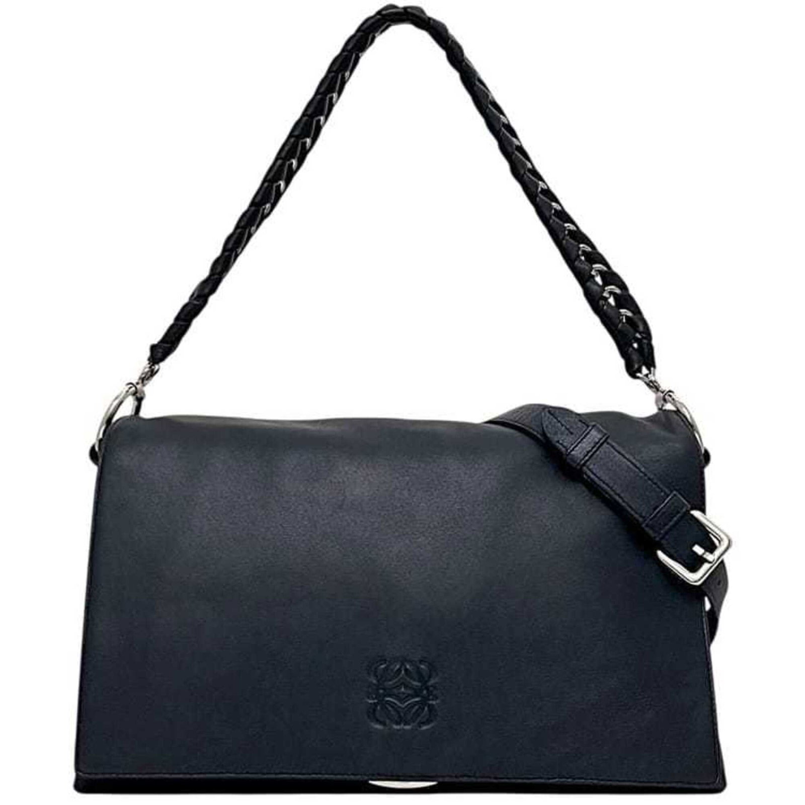 Loewe Shoulder Bag Nappa Leather, Leather: Loewe Shoulder Bag Nappa Leather, Leather A timeless and sophisticated Loewe shoulder bag, crafted from rich nappa leather in a classic navy hue. This versatile design boasts clean lines, elegant prop