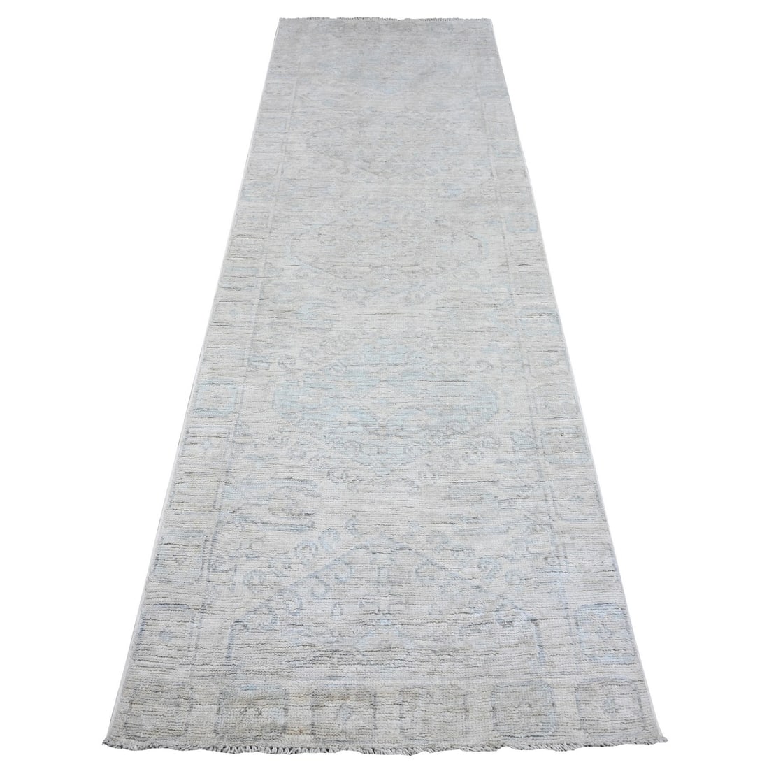 3'x9'4" Ivory Anatolian Tribal Geometric Medallions Runner Oriental Rug (1 of 6)