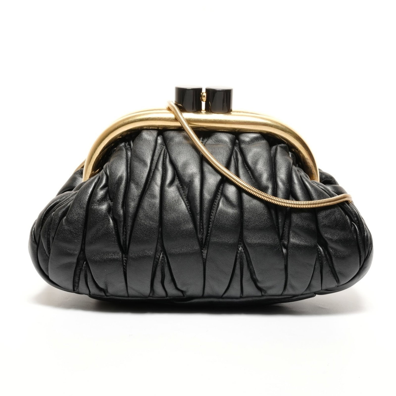Miu Shoulder Bag: Miu Shoulder Bag A sleek and sophisticated Miu Miu shoulder bag, perfect for adding a touch of luxury to any outfit. With its classic design, spacious interior, and adjustable strap, this black bag is