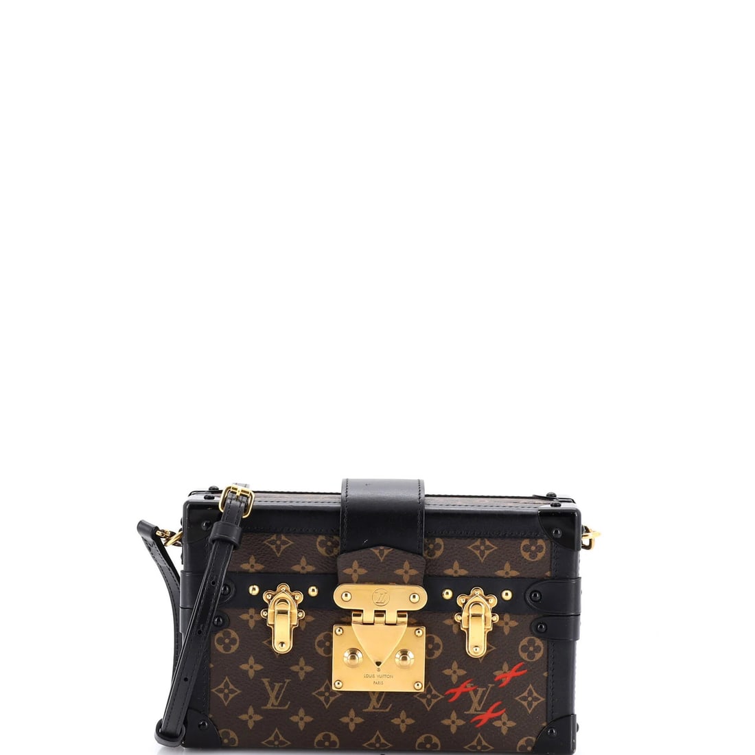 Louis Vuitton petite handbag monogram canvas: Louis Vuitton petite handbag monogram canvas A rare opportunity to own a classic Louis Vuitton Petite Malle, this timeless handbag boasts the iconic monogram canvas exterior in rich brown and black
