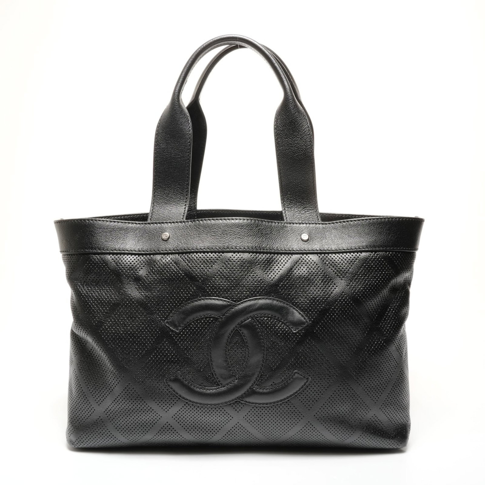 Chanel Tote Bag Leather: Chanel Tote Bag Leather A timeless and sophisticated Chanel tote bag, crafted from rich black leather, is up for grabs. With its classic design, spacious interior, and adjustable strap length of