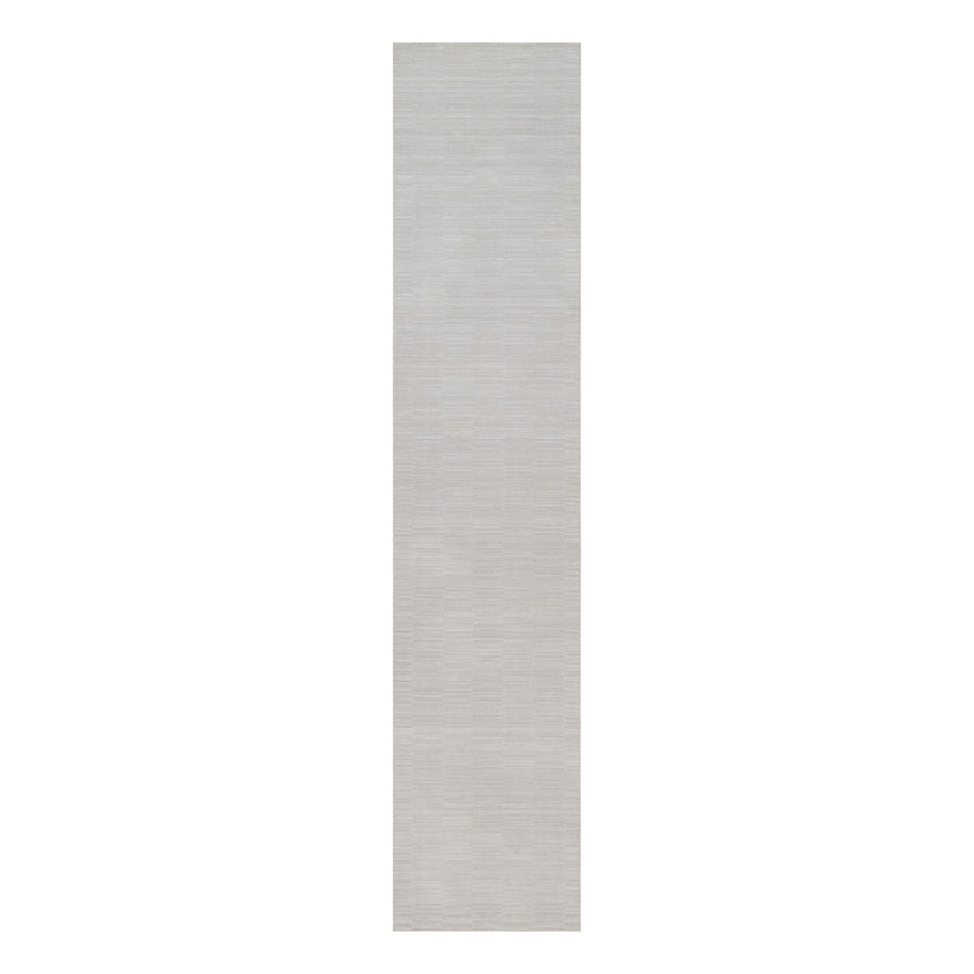 2'6"x12'1" Ivory Hand Loomed Plain Modern Striae Design Wool Runner Rug (1 of 8)