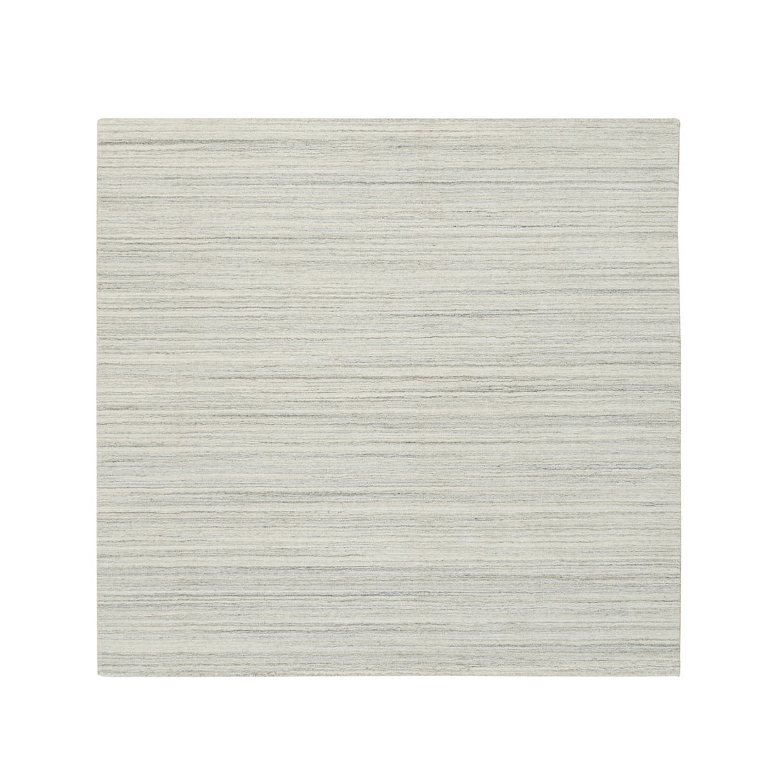 6'2"x6'2" Ivory Undyed Wool Modern Design Hand Loomed Square Rug: 6'2"x6'2" Ivory Undyed Wool Modern Design Hand Loomed Square Rug Experience the timeless beauty of Indian craftsmanship with this stunning 6'2"x6'2" hand loomed wool rug, featuring an undyed ivory