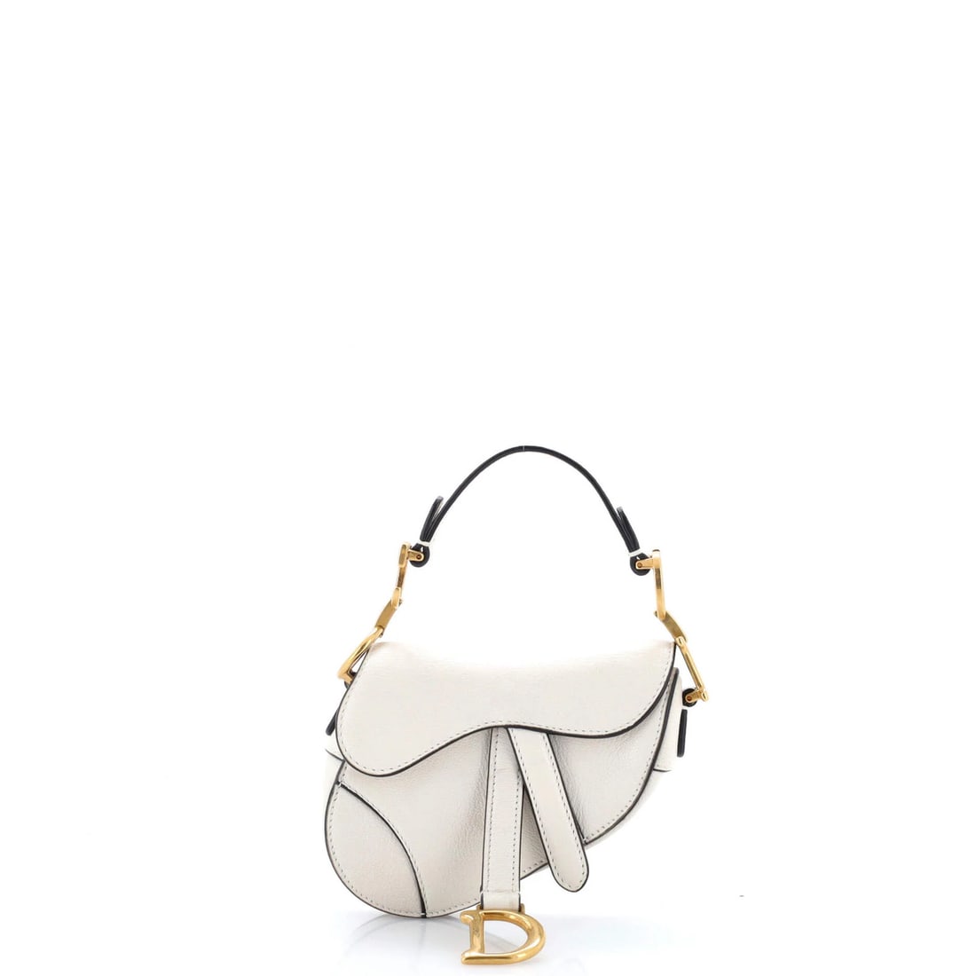 Christian Dior Saddle Handbag Leather Micro: Christian Dior Saddle Handbag Leather Micro A timeless piece of luxury, the Christian Dior Saddle Handbag Leather Micro exudes elegance with its crisp white leather exterior and neutral suede
