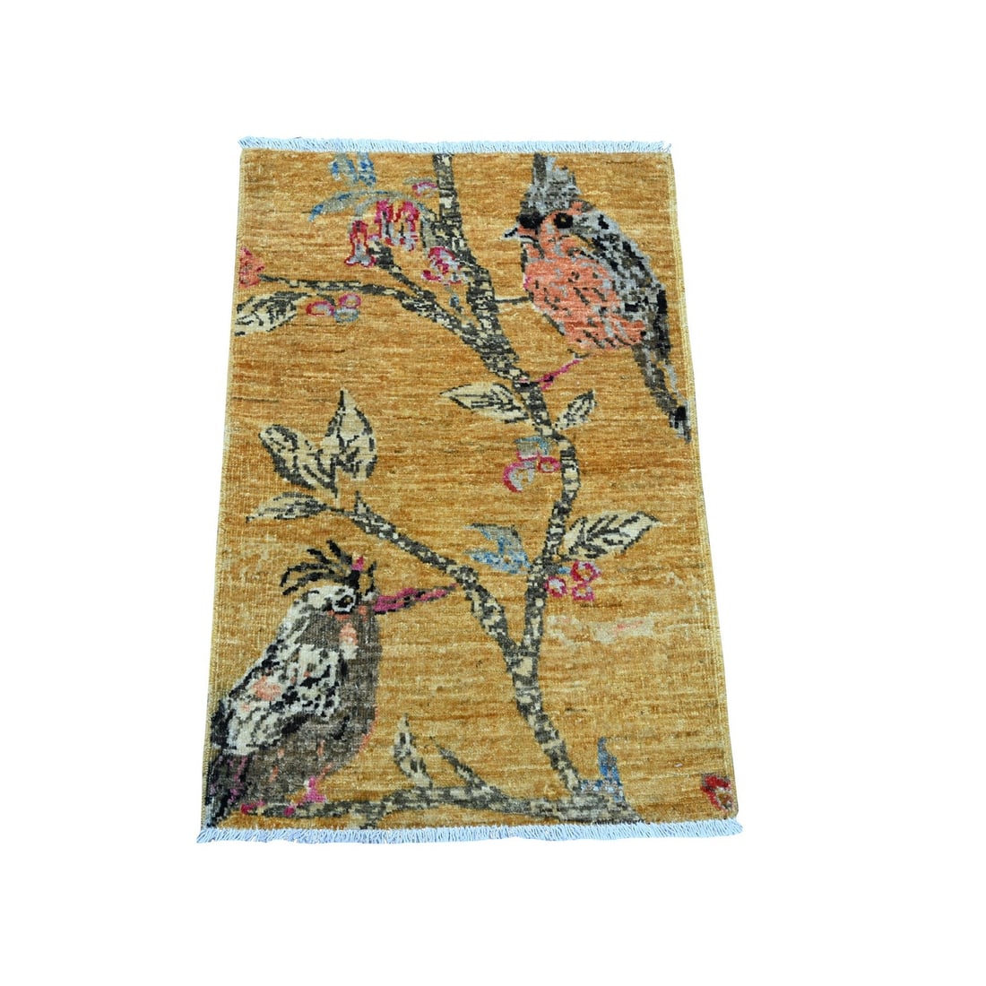 1'10'x2'9" Brown Hand Knotted Sparrows on the Tree High Mountain Wool Rug (1 of 6)