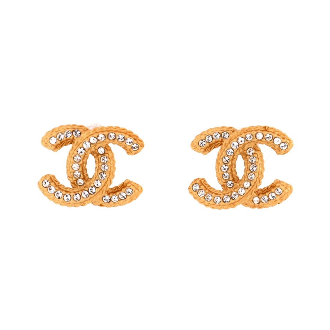 Chanel CC Stud Earrings Metal with Crystals (1 of 3)
