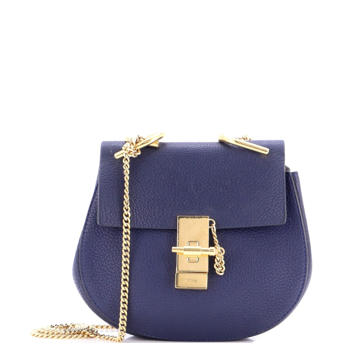 Chloe Leather Mini Crossbody Bag: Chloe Leather Mini Crossbody Bag This stunning Chloe leather mini crossbody bag boasts a chic blue hue and sleek design, perfect for adding a touch of sophistication to any outfit. With its spacious