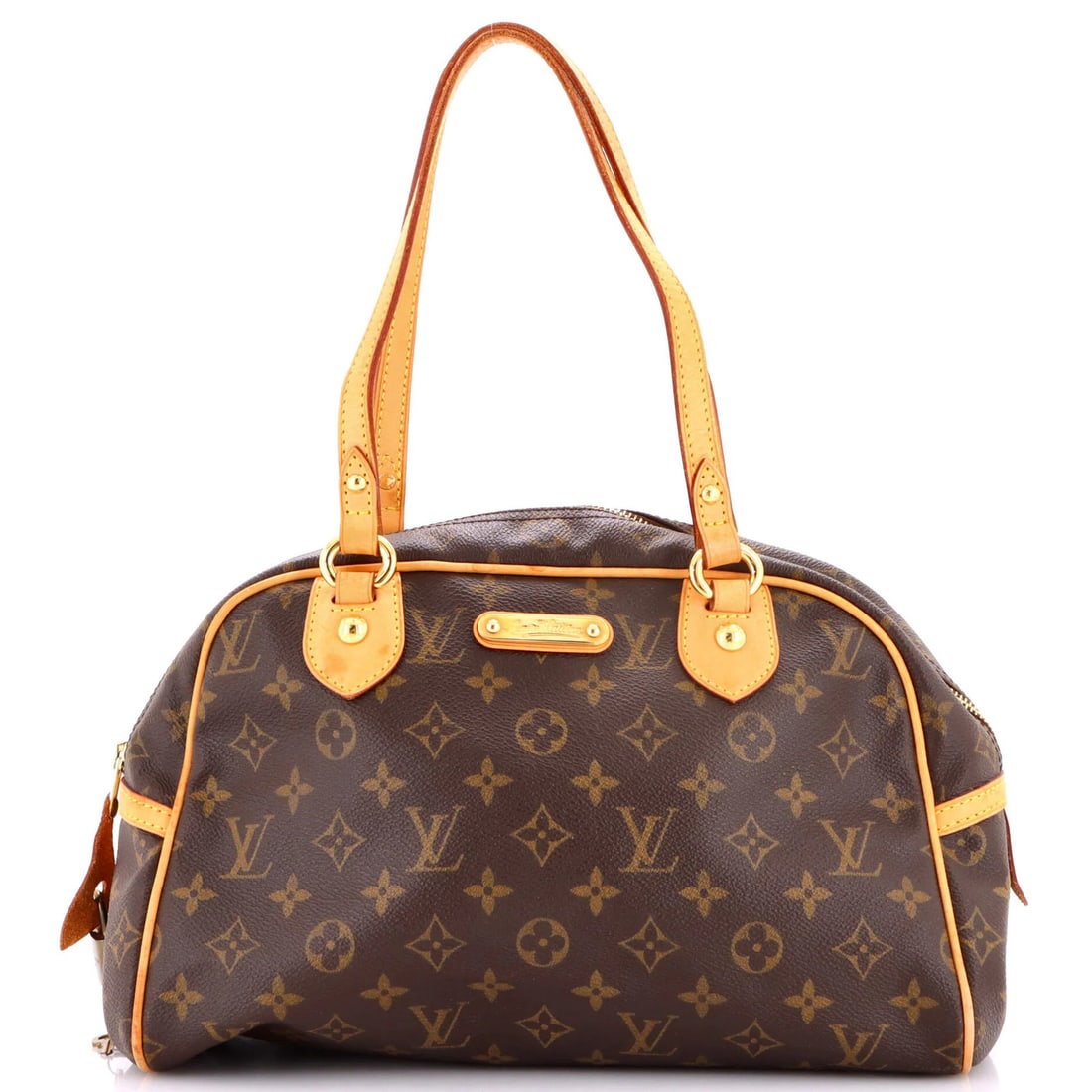 Louis Vuitton Montorgueil Handbag Monogram Canvas PM: Louis Vuitton Montorgueil Handbag Monogram Canvas PM The iconic Louis Vuitton Montorgueil Handbag Monogram Canvas PM is a timeless classic, boasting its signature brown canvas exterior and rich gold
