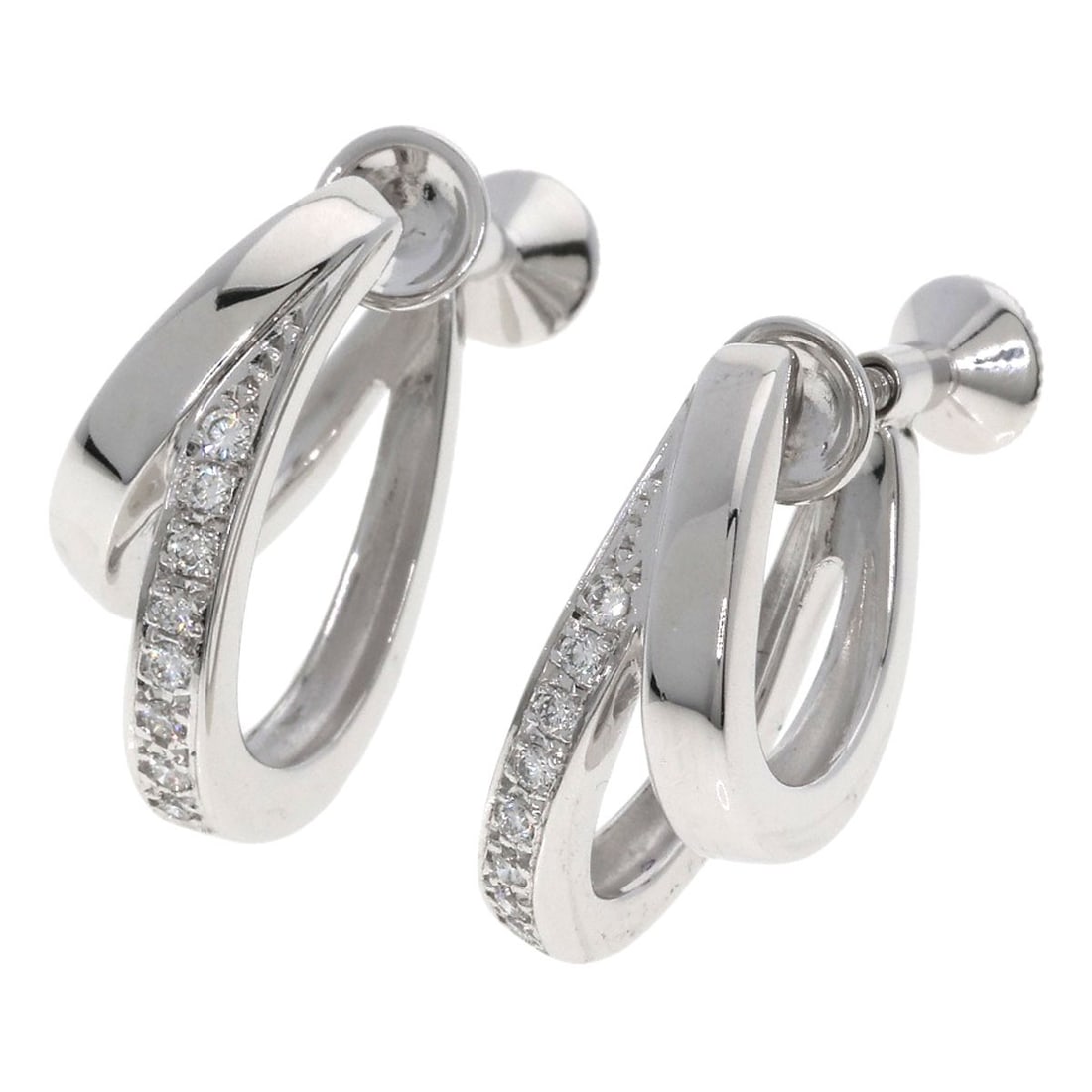 K18 White Gold Mikimoto Diamond Earring: K18 White Gold Mikimoto Diamond Earring Elevate your style with the exquisite K18 White Gold Mikimoto Diamond Earring, crafted from 24-karat gold and boasting two stunning D-cut diamonds weighing a