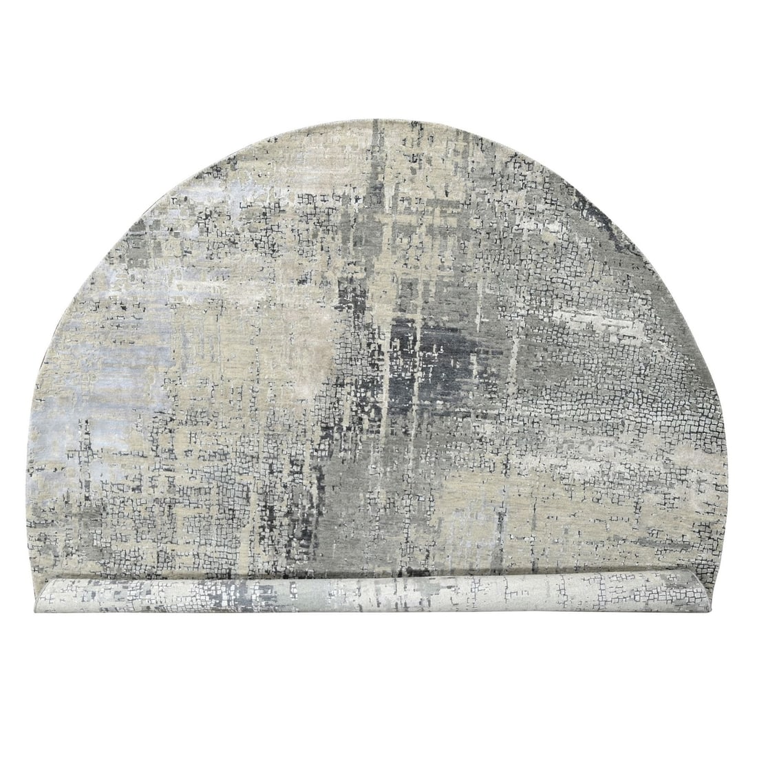 9'10"x9'10" Gray Hand Knotted Abstract Design Wool and Silk Round Rug: 9'10"x9'10" Gray Hand Knotted Abstract Design Wool and Silk Round Rug Experience the timeless beauty of Indian craftsmanship in this stunning 9'10"x9'10" gray hand-knotted abstract design wool and