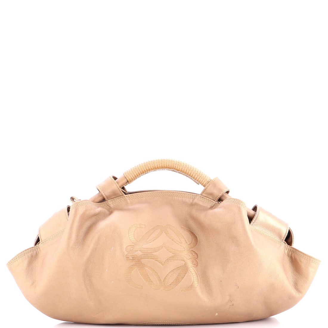 Loewe Leather Aire Shoulder Bag: Loewe Leather Aire Shoulder Bag The Loewe Leather Aire Shoulder Bag is a timeless, elegant accessory that exudes sophistication with its rich gold exterior and supple leather construction. With its