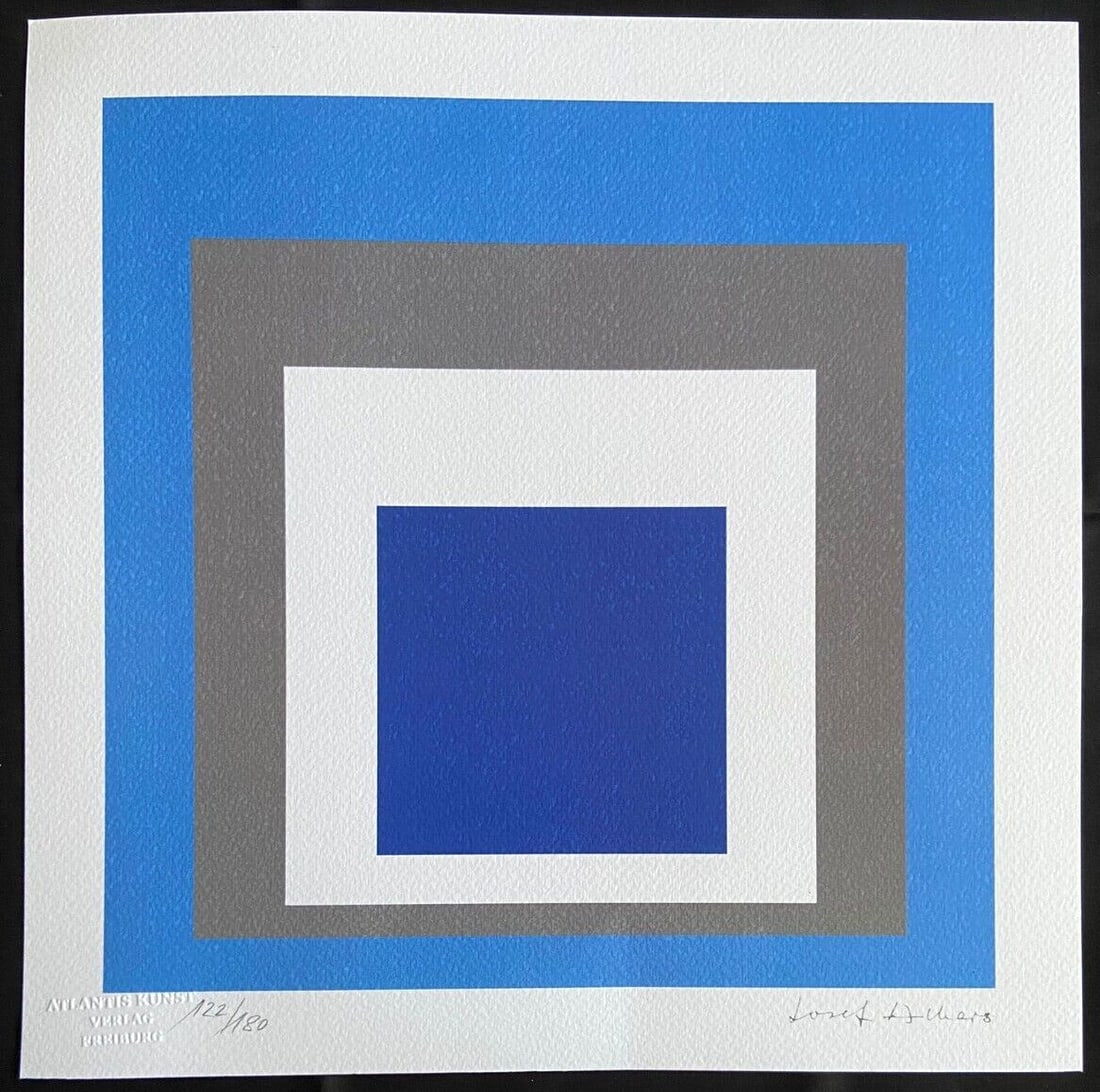 Josef Albers Lithograph Op Le Corbusier Numbered: Josef Albers Lithograph Op Le Corbusier Numbered A rare opportunity to own a piece of modern art history, this lithograph by Josef Albers is a stunning tribute to the square, printed in 1978 by Atlant