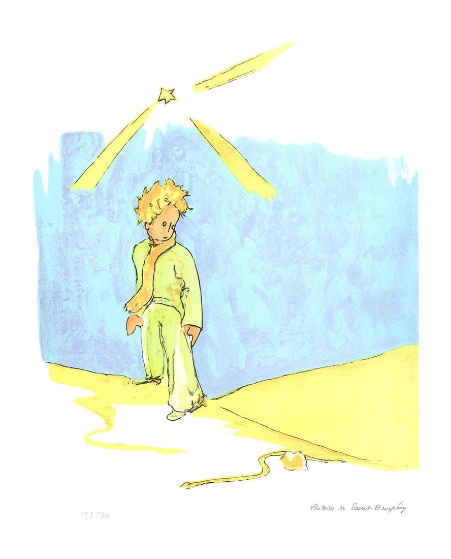 ANTOINE DE SAINT EXUPERY Le Serpent 19.75" x 15.75" Lithograph 2008 Modernism Bl (1 of 1)
