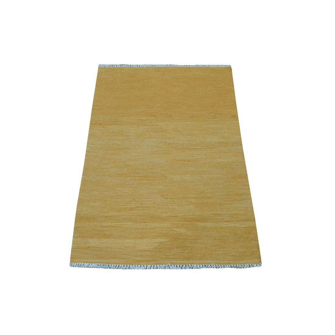 2'8"x3'8" Gold Shade Reversible Kilim Pure Wool Hand Woven Oriental Rug: 2'8"x3'8" Gold Shade Reversible Kilim Pure Wool Hand Woven Oriental Rug Experience the timeless beauty of traditional Afghan craftsmanship with this stunning 44" x 32" gold shade reversible kilim