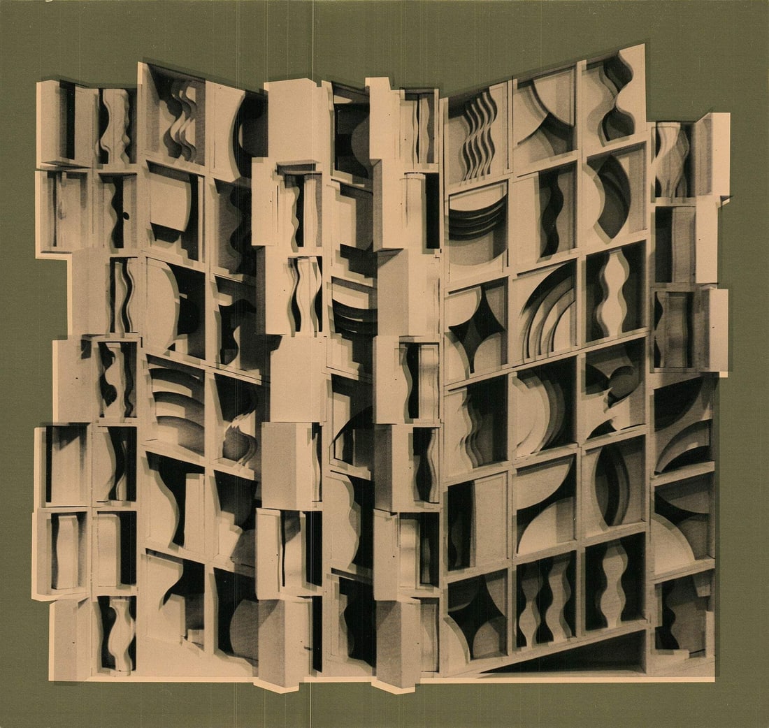 LOUISE NEVELSON At Pace Columbus (Gold) - No Text 13" x 13.75" Foil Print 1977 (1 of 4)