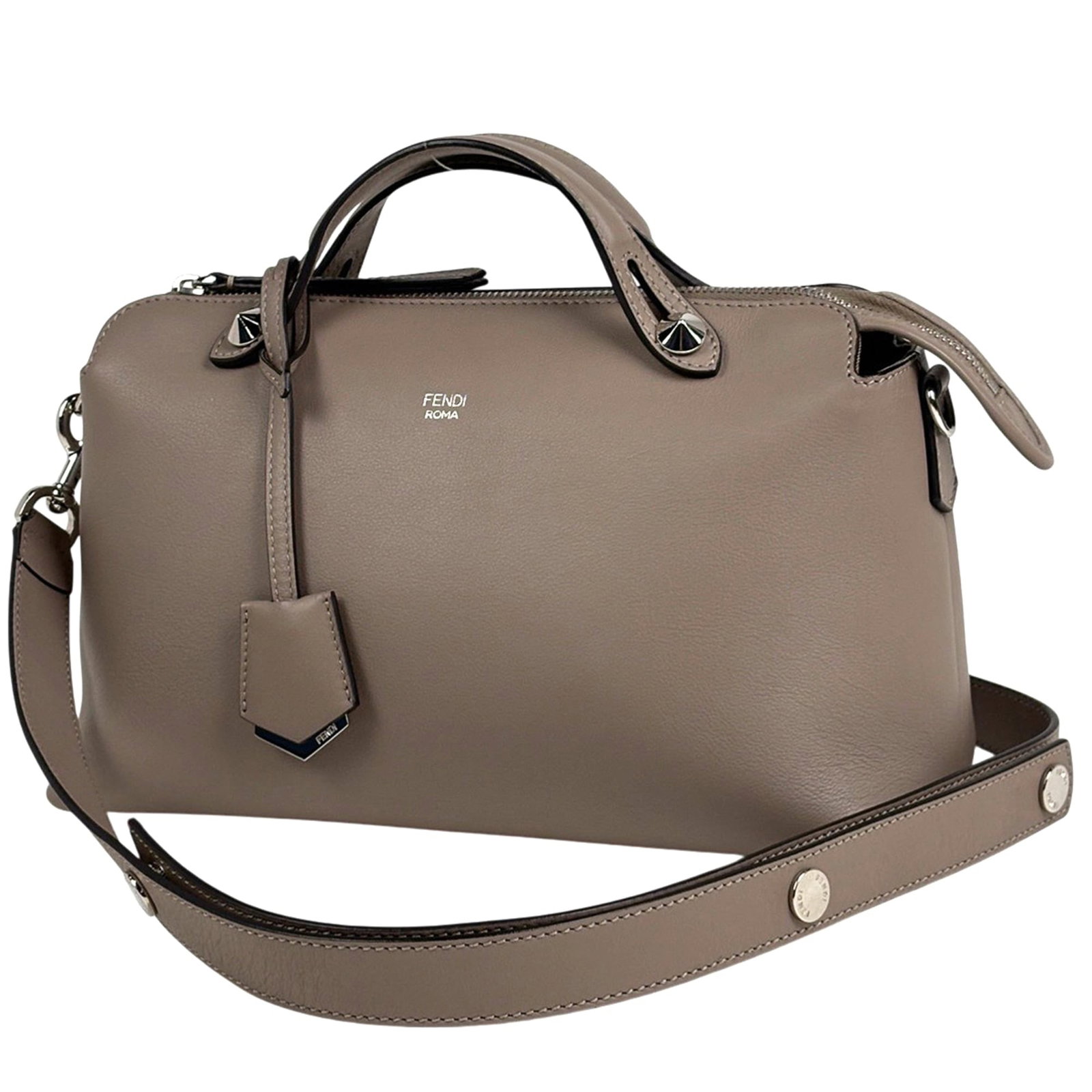 Fendi Leather Shoulder Bag: Fendi Leather Shoulder Bag A sleek and sophisticated Fendi leather shoulder bag, this timeless piece boasts a stunning grayish hue that exudes elegance and refinement. With its classic design and