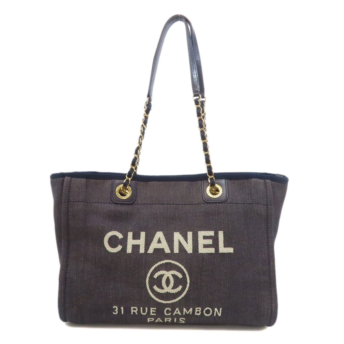 CHANEL Deauville GoldHardware Tote Bag Denim (1 of 20)