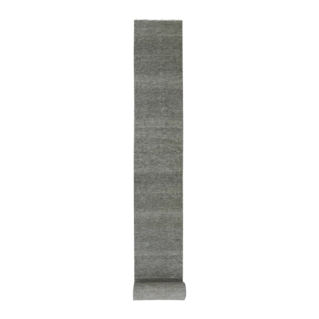 2'4"x27'9" Monument Gray Hand Knotted Undyed Wool Grass XL Runner Rug (1 of 7)