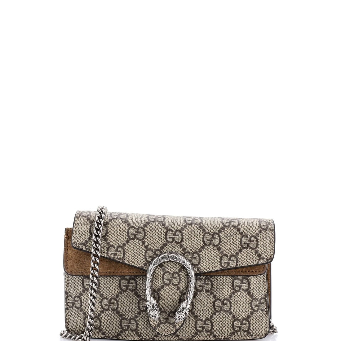 Gucci Dionysus Bag is coated canvas super mini bag: Gucci Dionysus Bag is coated canvas super mini bag The Gucci Dionysus Super Mini Bag is a stylish and compact accessory that exudes luxury. With its canvas coated exterior in rich brown, this