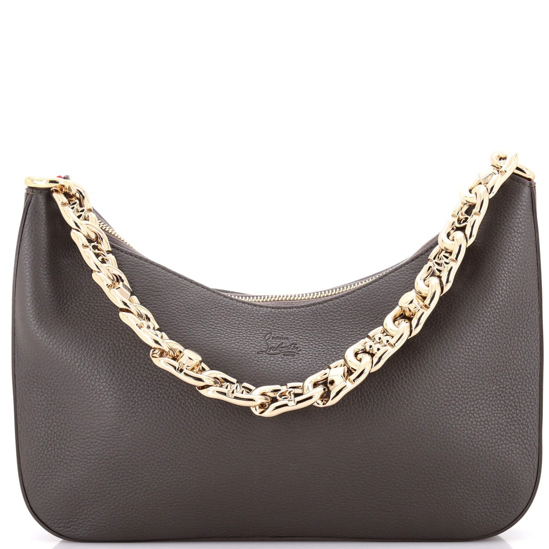 Christian Louboutin leather large chain shoulder bag: Christian Louboutin leather large chain shoulder bag Elevate your style with the iconic Loubila Chain Shoulder Bag from Christian Louboutin, boasting a striking green leather exterior and bold gold