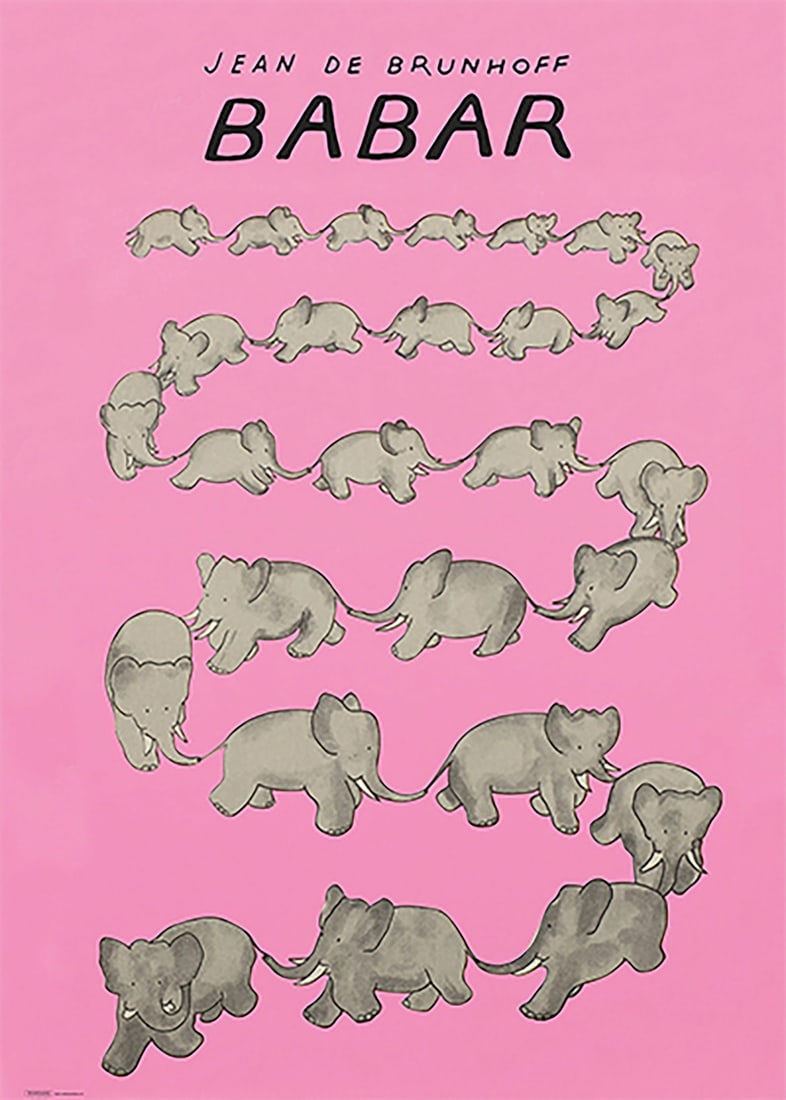 Babar The Pink Contemporary Poster 27.5" x 19.5" 2017 Jean De Brunhoff (1 of 1)