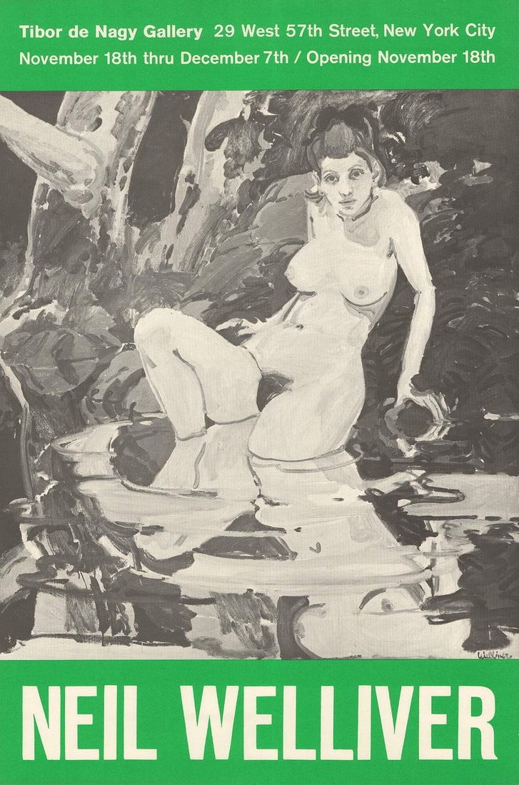 NEIL WELLIVER Tibor de Nagy Gallery 21.5" x 14.25" Offset Lithograph 1974 Contem: NEIL WELLIVER Tibor de Nagy Gallery 21.5" x 14.25" Offset Lithograph 1974 Contem A stunning offset lithograph by renowned artist Neil Welliver, created in 1974 for the Tibor de Nagy Gallery, this