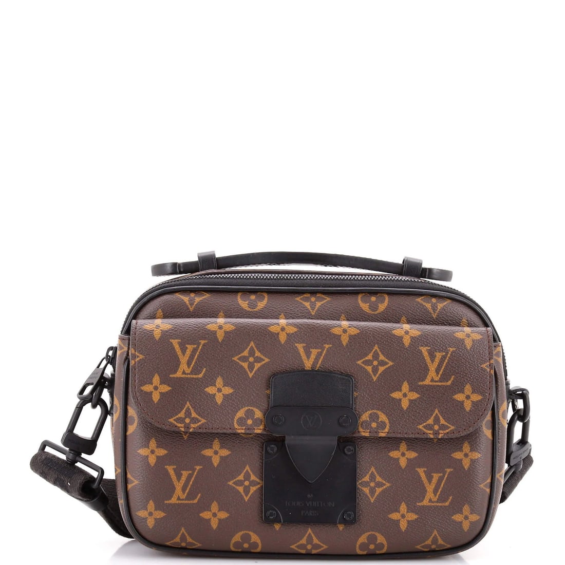 Louis Vuitton S Lock Messenger Bag Macassar Monogram Canvas: Louis Vuitton S Lock Messenger Bag Macassar Monogram Canvas Experience the timeless elegance of Louis Vuitton's iconic S Lock Messenger Bag, boasting the signature Macassar Monogram canvas exterior