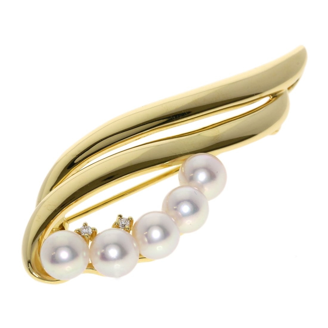 K18 Yellow Gold Tasaki Pearl Diamond Brooch (1 of 8)