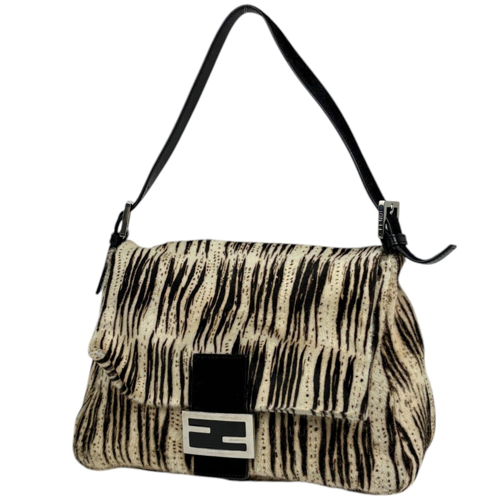 Fendi Leather Shoulder Bag: Fendi Leather Shoulder Bag A timeless Fendi leather shoulder bag in sleek black, boasting classic design and premium quality that exudes sophistication and elegance. With its spacious interior and stu