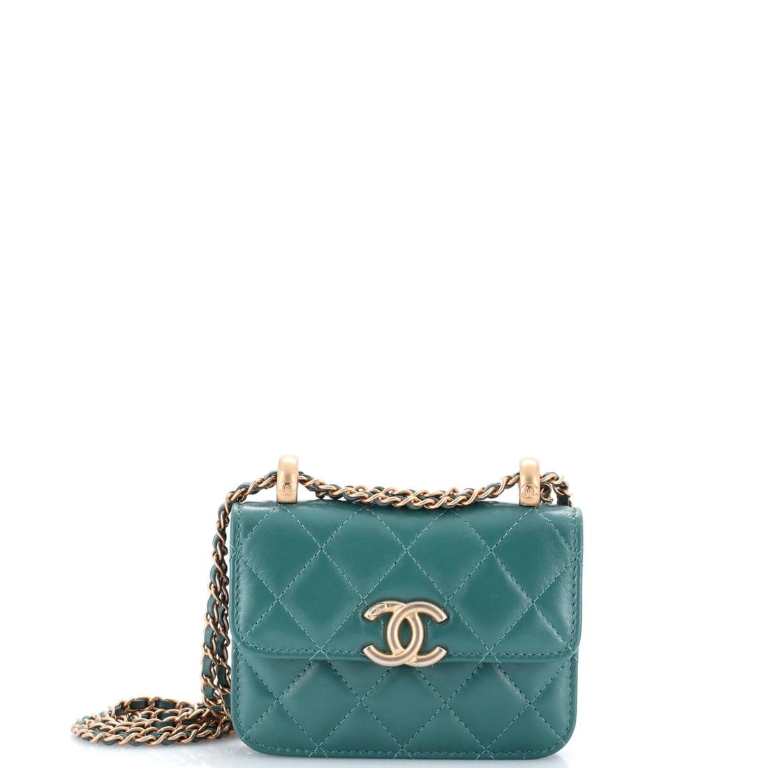 Chanel perfect quilted calfskin flap coin purse with chain. (1 of 5)